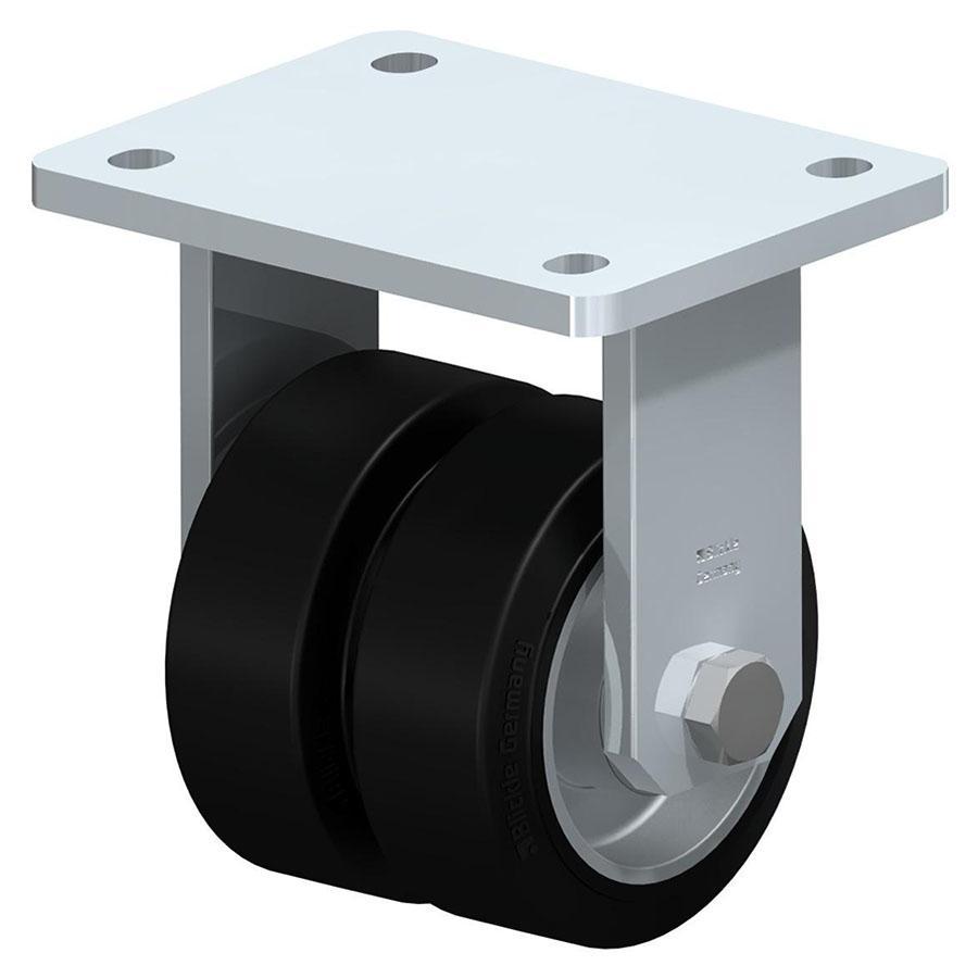 BOD - Pressed steel extra heavy duty twin wheel compact fixed caster