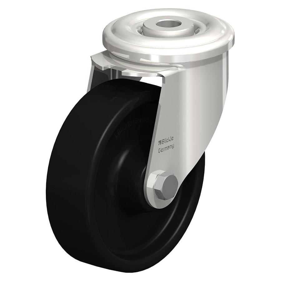 LIXR - Heat-resistant stainless steel swivel caster with bolt hole fitting
