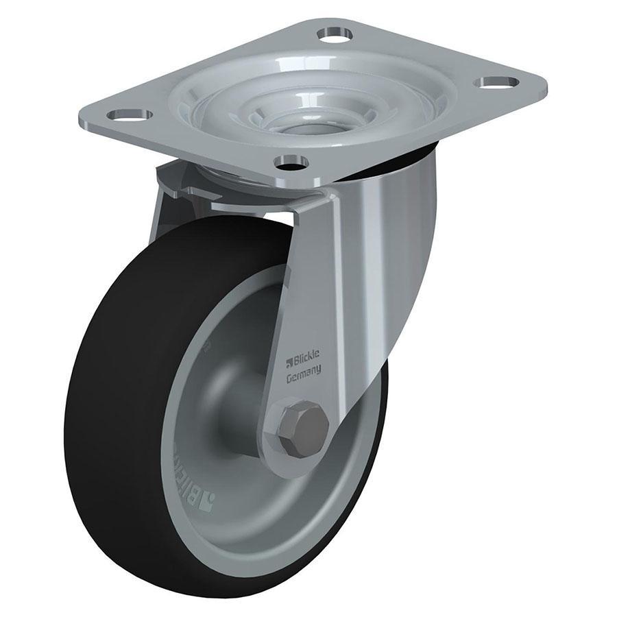 LE - Pressed steel swivel caster with top plate fitting
