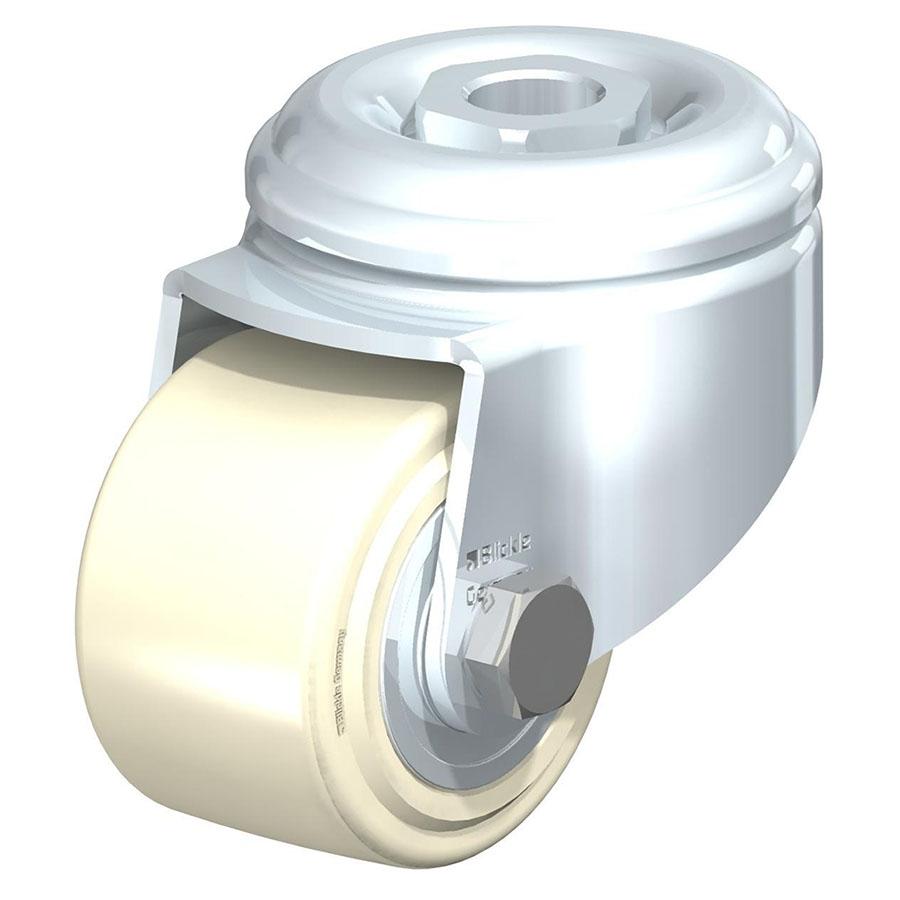 LKRA - Pressed steel compact swivel caster with bolt hole fitting