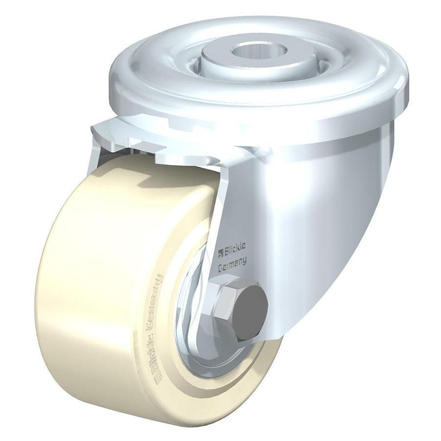 LR - Pressed steel compact swivel caster with bolt hole fitting