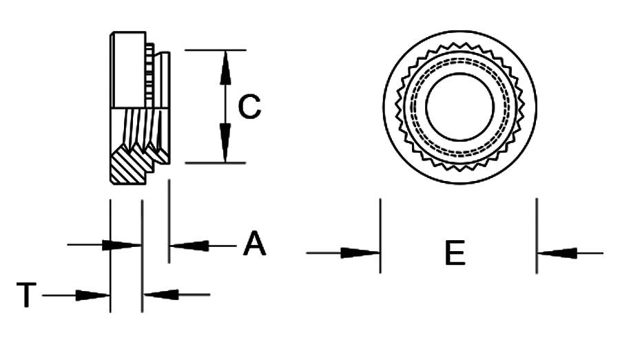 NF Thin Panel Self-Clinching Nuts